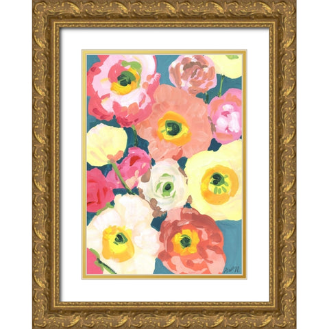 Icelandic Poppies Gold Ornate Wood Framed Art Print with Double Matting by Zwara, Ania