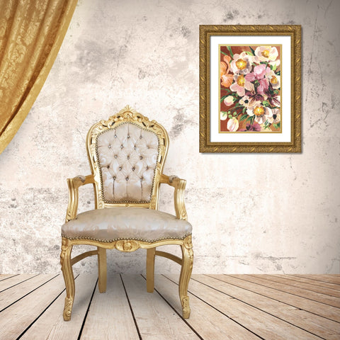 Brown Orchids Gold Ornate Wood Framed Art Print with Double Matting by Zwara, Ania