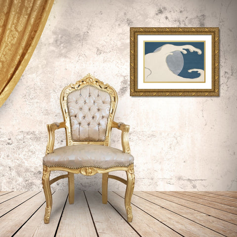 Waves and sun from Momoyogusa Gold Ornate Wood Framed Art Print with Double Matting by Pictufy
