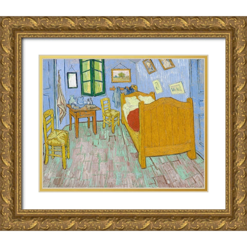 The Bedroom Gold Ornate Wood Framed Art Print with Double Matting by Pictufy