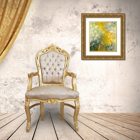 The Path through the Irises Gold Ornate Wood Framed Art Print with Double Matting by Pictufy