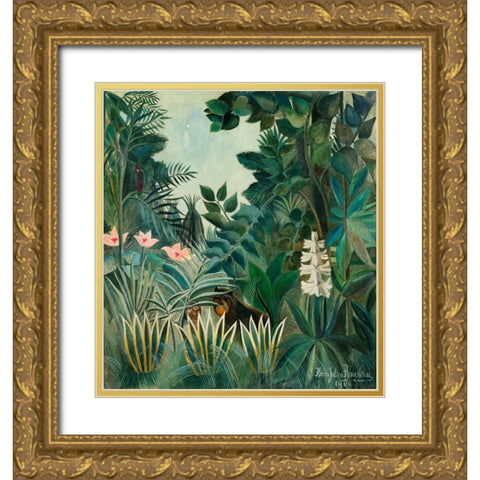 The Equatorial Jungle Gold Ornate Wood Framed Art Print with Double Matting by Pictufy