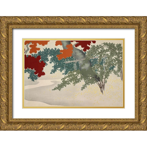 Maple from Momoyogusa Gold Ornate Wood Framed Art Print with Double Matting by Pictufy