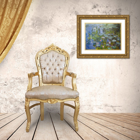 Water Lilies 1915 Gold Ornate Wood Framed Art Print with Double Matting by Pictufy