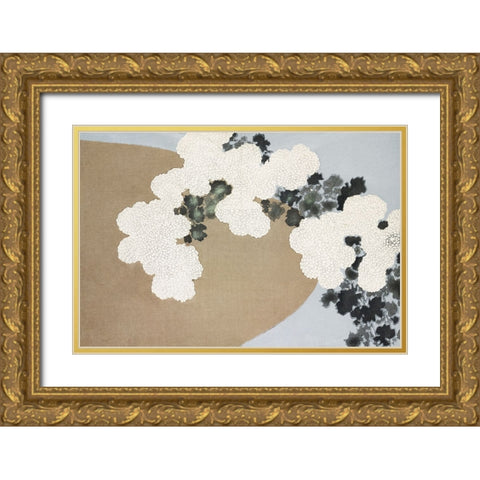 Blossom From Momoyogusa Gold Ornate Wood Framed Art Print with Double Matting by Pictufy