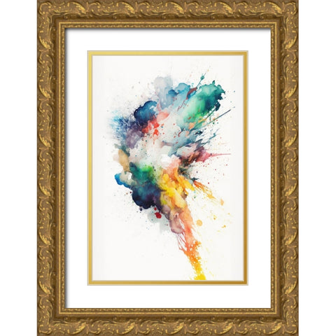 Bright Explosion Gold Ornate Wood Framed Art Print with Double Matting by Mauro