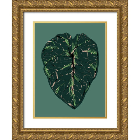Alocasia Melo Dark Gold Ornate Wood Framed Art Print with Double Matting by Gulina, Francesco