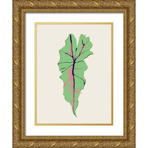 Alocasia Polly Gold Ornate Wood Framed Art Print with Double Matting by Gulina, Francesco
