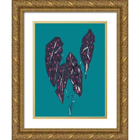 Begonia Maculata Dark Gold Ornate Wood Framed Art Print with Double Matting by Gulina, Francesco
