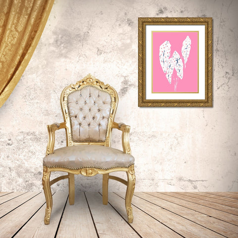Begonia Maculata Pink Gold Ornate Wood Framed Art Print with Double Matting by Gulina, Francesco