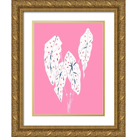 Begonia Maculata Pink Gold Ornate Wood Framed Art Print with Double Matting by Gulina, Francesco