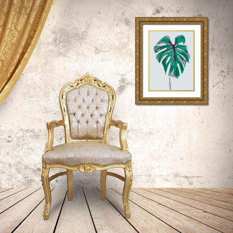 Monstera Deliciosa Light Gold Ornate Wood Framed Art Print with Double Matting by Gulina, Francesco