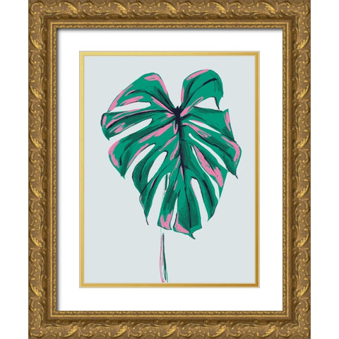 Monstera Deliciosa Light Gold Ornate Wood Framed Art Print with Double Matting by Gulina, Francesco