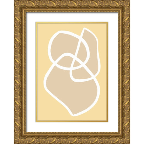 Shape 13 Yellow Gold Ornate Wood Framed Art Print with Double Matting by Pictufy Studio