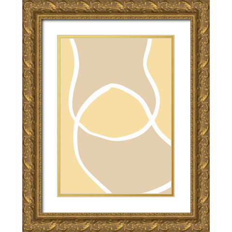 Shape 12 Yellow Gold Ornate Wood Framed Art Print with Double Matting by Pictufy Studio