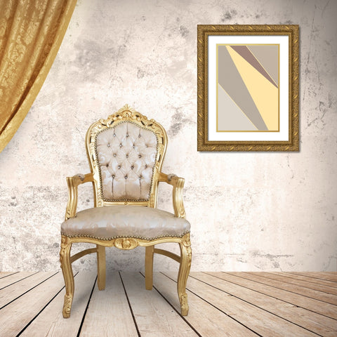 Abstract Shapes Yellow Gold Ornate Wood Framed Art Print with Double Matting by Pictufy Studio