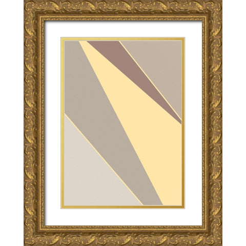 Abstract Shapes Yellow Gold Ornate Wood Framed Art Print with Double Matting by Pictufy Studio