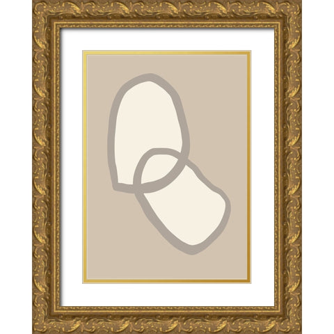 Shape 10 Beige Gold Ornate Wood Framed Art Print with Double Matting by Pictufy Studio
