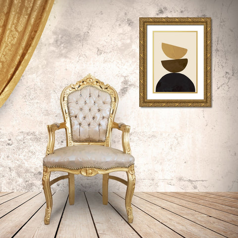 Geometrical Yellow Gold Ornate Wood Framed Art Print with Double Matting by Pictufy Studio