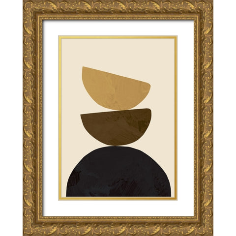 Geometrical Yellow Gold Ornate Wood Framed Art Print with Double Matting by Pictufy Studio