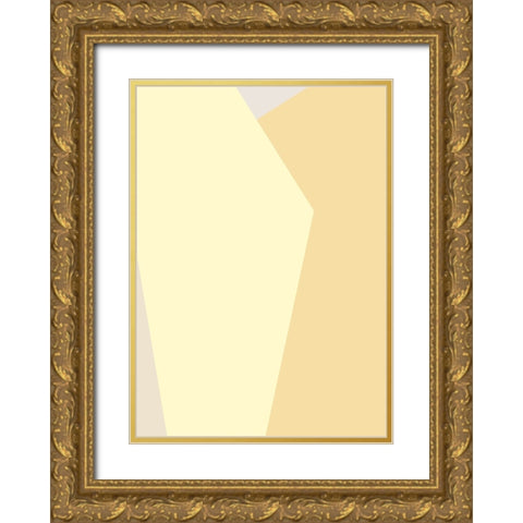 Abstract Yellow Gold Ornate Wood Framed Art Print with Double Matting by Pictufy Studio