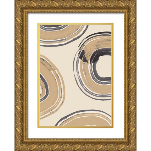 Abstract Circles Gold Ornate Wood Framed Art Print with Double Matting by Pictufy Studio