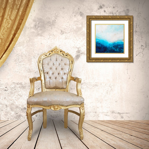 Blue Sea-golden Sunlight 1 Gold Ornate Wood Framed Art Print with Double Matting by Wattre, Francoise