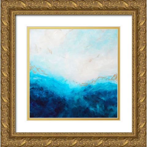 Blue Sea-golden Sunlight 1 Gold Ornate Wood Framed Art Print with Double Matting by Wattre, Francoise