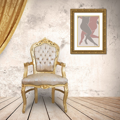 Lovers Pink Gold Ornate Wood Framed Art Print with Double Matting by Pictufy Studio II