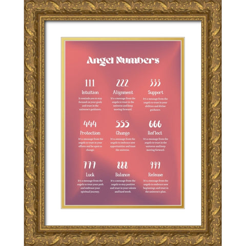 Angel Numbers Gold Ornate Wood Framed Art Print with Double Matting by Amelie