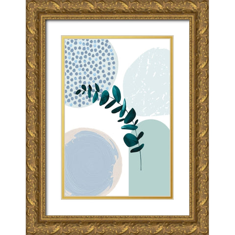 Blue green boho-2 Gold Ornate Wood Framed Art Print with Double Matting by Moss, Sally Ann