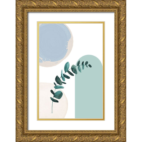 Blue green boho-1 Gold Ornate Wood Framed Art Print with Double Matting by Moss, Sally Ann