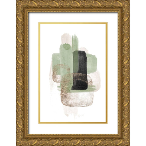 Simple Green-3 Gold Ornate Wood Framed Art Print with Double Matting by Moss, Sally Ann