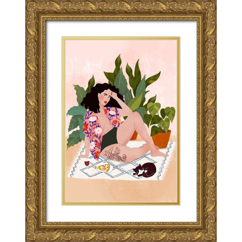 Sunday pizza Gold Ornate Wood Framed Art Print with Double Matting by Tomljanovic, Maja