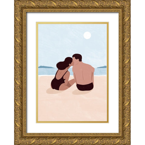 First Kiss Gold Ornate Wood Framed Art Print with Double Matting by Tomljanovic, Maja