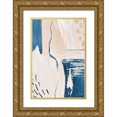 Calm Blues-2 Gold Ornate Wood Framed Art Print with Double Matting by Moss, Sally Ann
