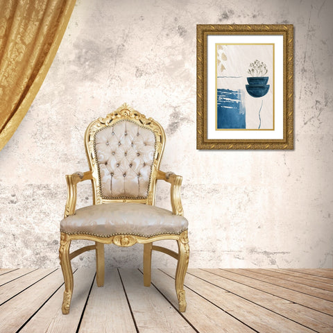 Calm Blues-1 Gold Ornate Wood Framed Art Print with Double Matting by Moss, Sally Ann