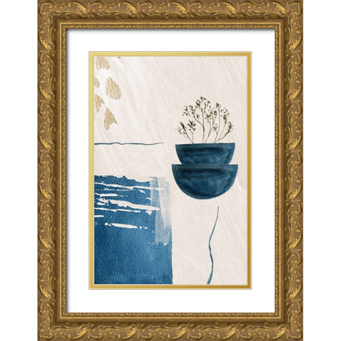 Calm Blues-1 Gold Ornate Wood Framed Art Print with Double Matting by Moss, Sally Ann