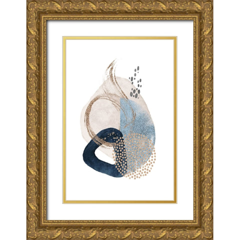 Smooth Shapes-3 Gold Ornate Wood Framed Art Print with Double Matting by Moss, Sally Ann