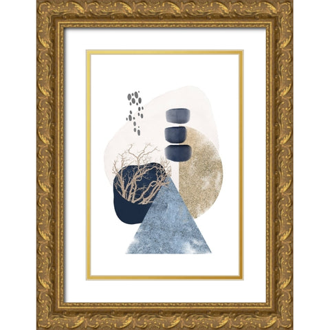 Smooth Shapes-2 Gold Ornate Wood Framed Art Print with Double Matting by Moss, Sally Ann