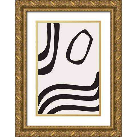 Black Curves Gold Ornate Wood Framed Art Print with Double Matting by Moss, Sally Ann