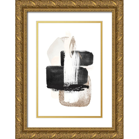 Brush Strokes-3 Gold Ornate Wood Framed Art Print with Double Matting by Moss, Sally Ann