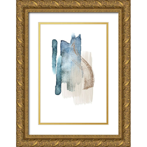Atlantic Blue Abstract-2 Gold Ornate Wood Framed Art Print with Double Matting by Moss, Sally Ann