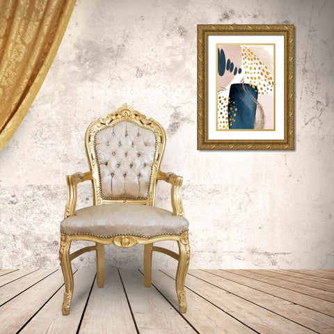 Smooth Abstract-2 Gold Ornate Wood Framed Art Print with Double Matting by Moss, Sally Ann