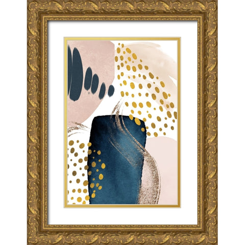 Smooth Abstract-2 Gold Ornate Wood Framed Art Print with Double Matting by Moss, Sally Ann