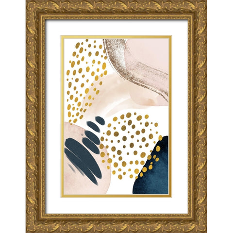 Smooth Abstract-1 Gold Ornate Wood Framed Art Print with Double Matting by Moss, Sally Ann