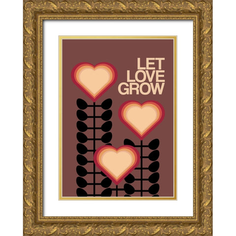 Let Love Grow Brown Gold Ornate Wood Framed Art Print with Double Matting by Collett, Frances