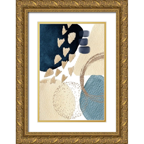 Blue Beauty-2 Gold Ornate Wood Framed Art Print with Double Matting by Moss, Sally Ann