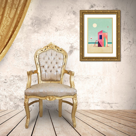 Surf Hut Gold Ornate Wood Framed Art Print with Double Matting by longwayhome