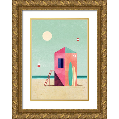 Surf Hut Gold Ornate Wood Framed Art Print with Double Matting by longwayhome